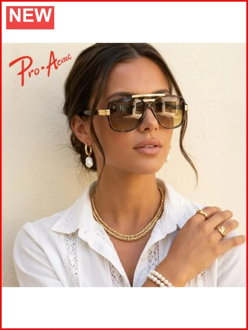 Oversized Square Aviator Sunglasses with UV400 Protection Vintage Retro